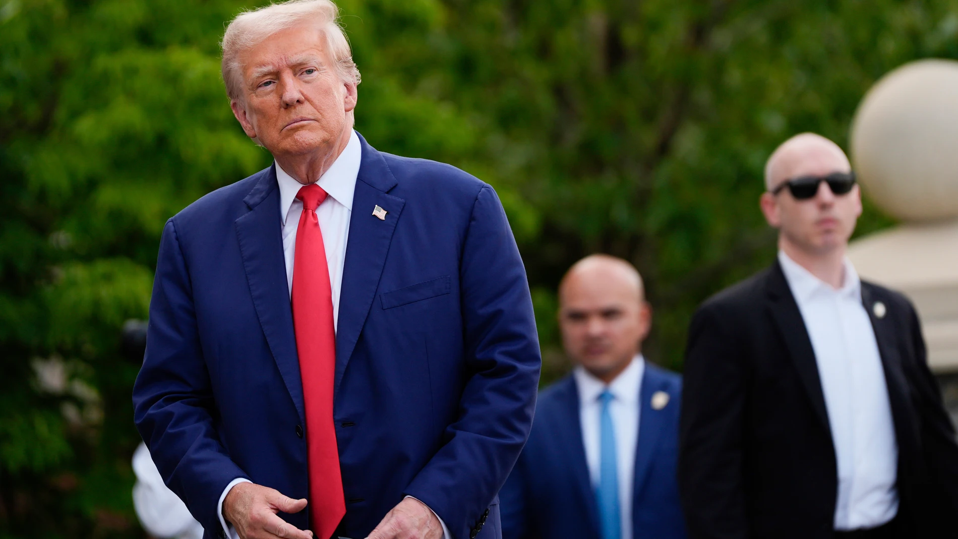 FILE - Republican presidential nominee former President Donald Trump walks after a news conference at Trump National Golf Club, Aug. 15, 2024, in Bedminster, N.J. (AP Photo/Julia Nikhinson, File)