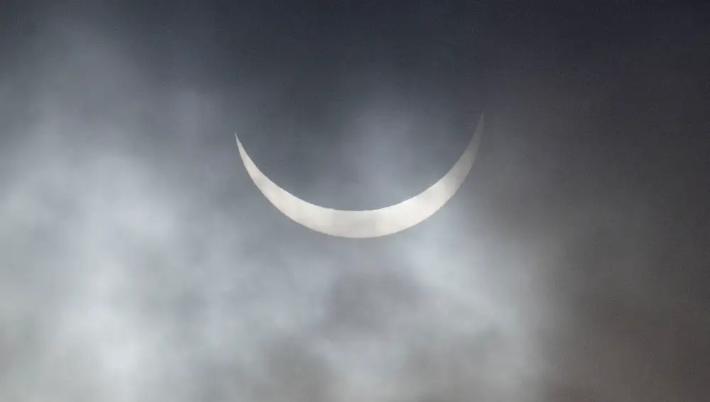 Partial solar eclipse over Nuuk in Greenland