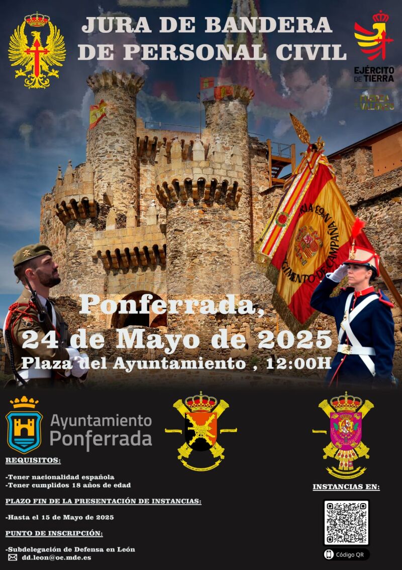 Cartel anunciador de la jura de bandera de personal civil en Ponferrada