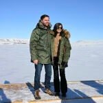 Vice President JD Vance, left, and second lady Usha Vance pose during a tour of Pituffik Space Base, Friday, March 28, 2025, in Greenland. 