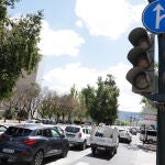 Semáforo apagado durante el apagón del día 28 de abril de 2025
