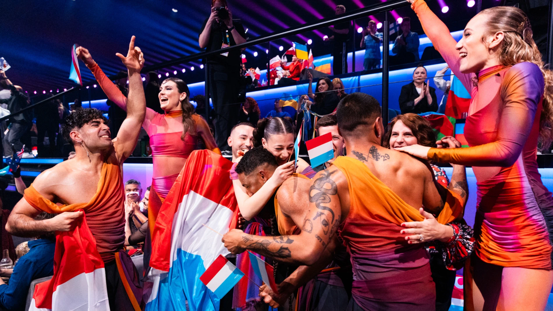 Delegación de Luxemburgo tras conocer su paso a la final de Eurovisión 2024