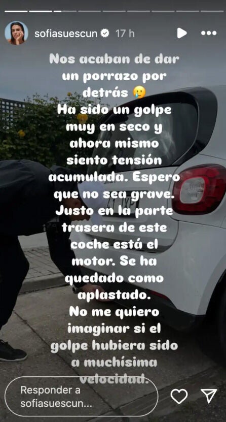 story de Sofía Suescun tras su accidente