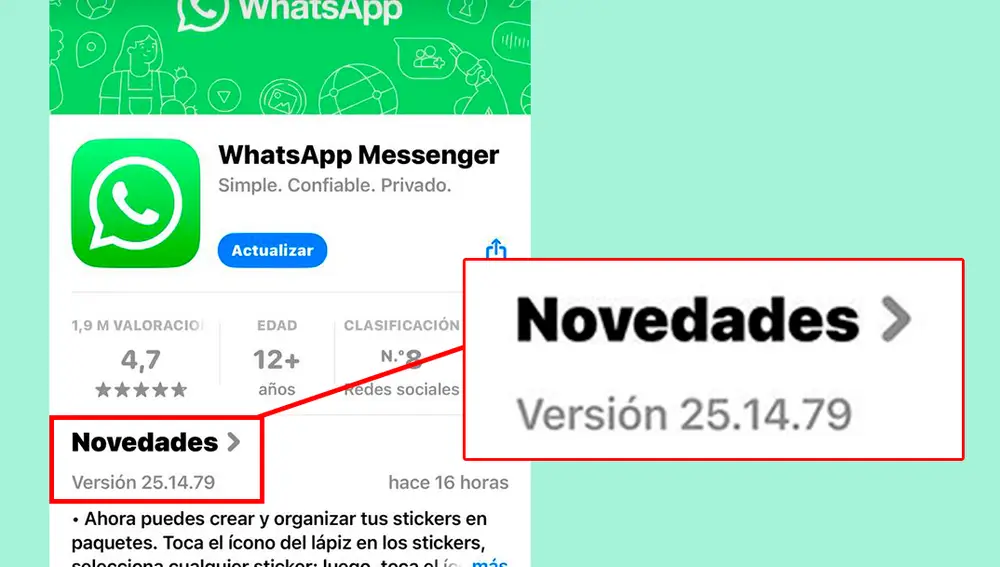 Tras saber qué versión tienes, puedes mirar en la App Store la última versión disponible