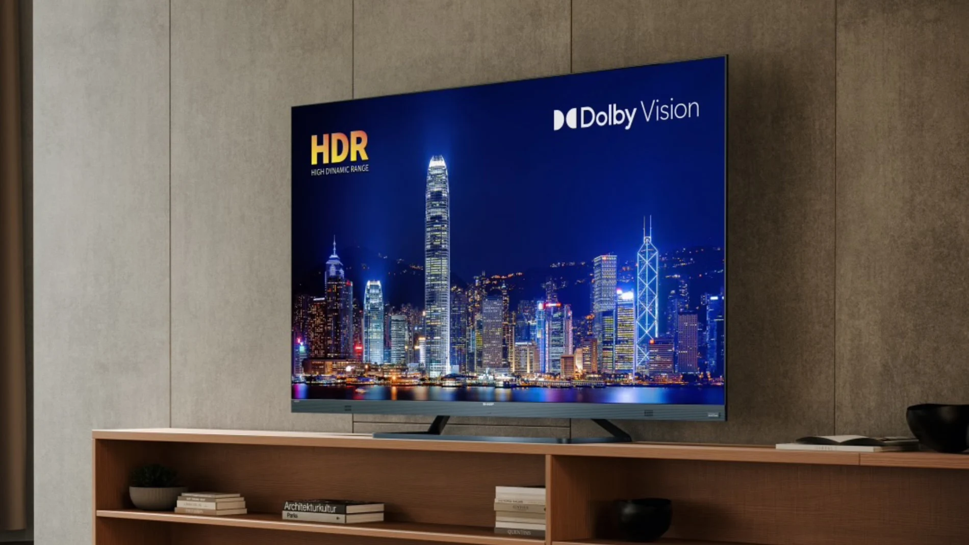 La Smart TV Sharp 75FQ5EA tiene un diseño sin marco