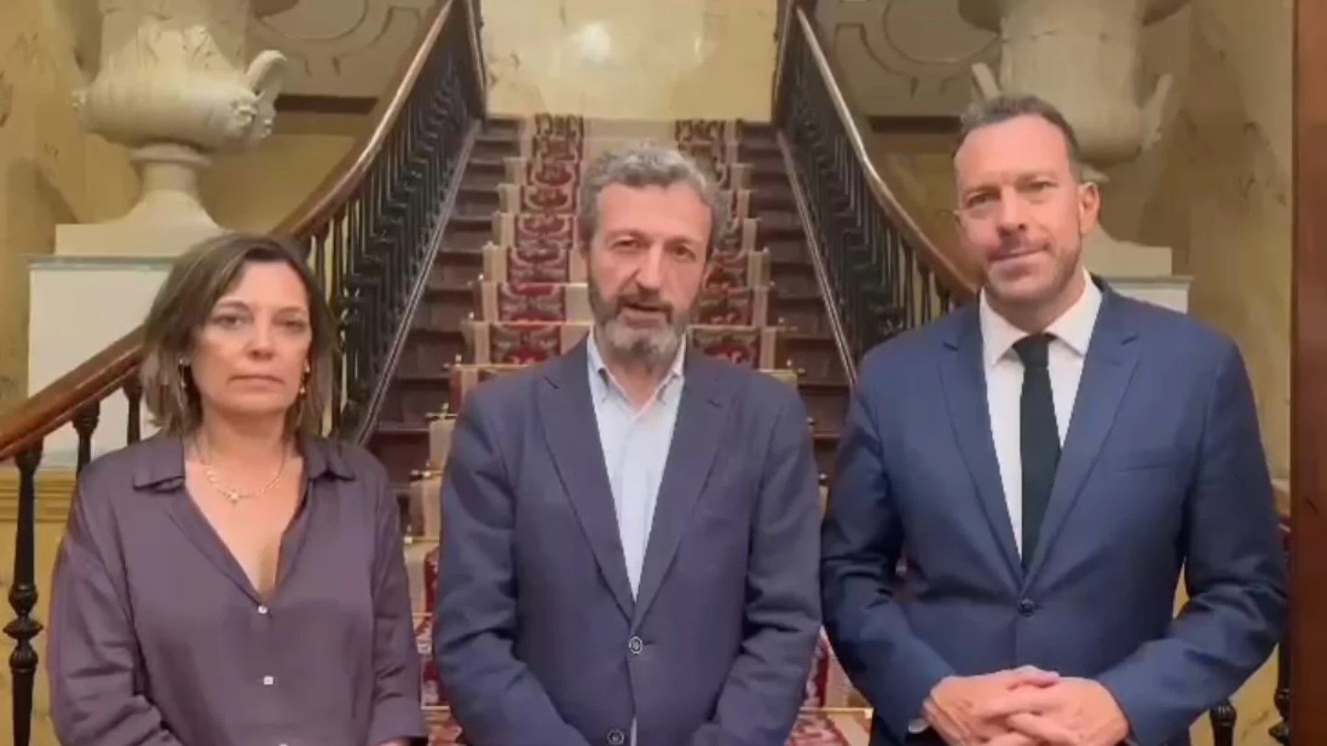 Los diputados del PP Milagros Marcos, Miguel Ángel Paniagua y Héctor Palencia