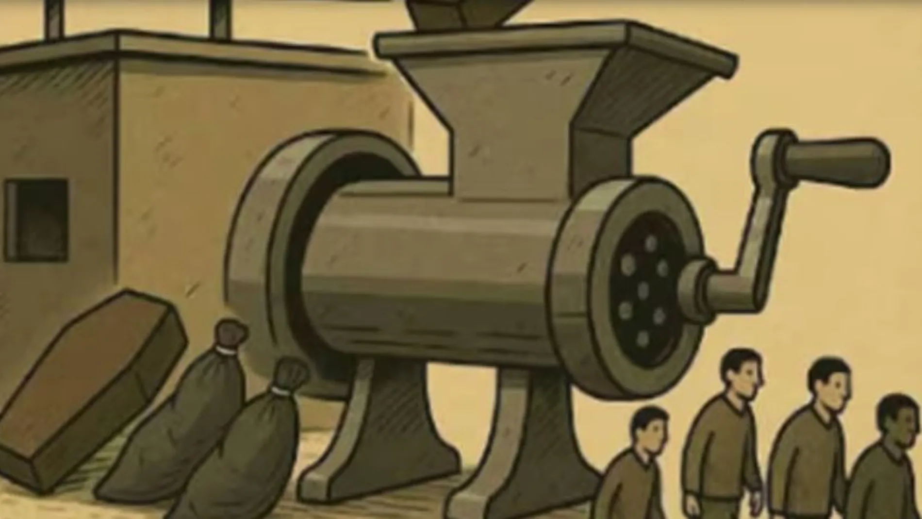 Caricatura en el canal de Telegram Al-Munkul: «La fábrica de Sami Abu Zuhri para los trabajadores»
