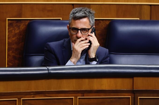 Félix Bolaños, en su escaño del Congreso de los Diputados