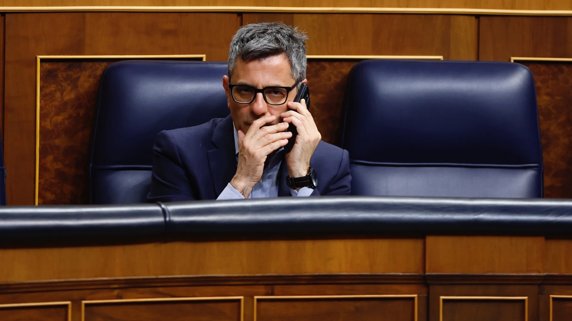 Félix Bolaños, en su escaño del Congreso de los Diputados