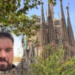 Imagen de la Sagrada Familia junto a un creador de contenido
