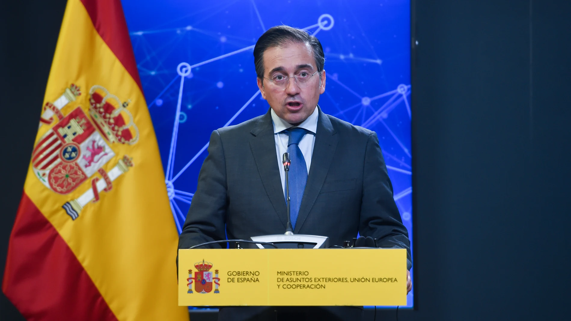 El ministro de Asuntos Exteriores, Unión Europea y Cooperación, José Manuel Albares, durante una rueda de prensa tras una reunión con el ministro Federal de Relaciones Exteriores de Alemania, en el Palacio de Viana, a 26 de mayo de 2025, en Madrid (España). Durante el encuentro han abordado asuntos clave de la agenda europea, la cooperación bilateral y los retos internacionales compartidos por España y Alemania. 26 MAYO 2025;JOHANN DAVID WADEPHUL;ALBARES Gustavo Valiente / Europa Press 26/...