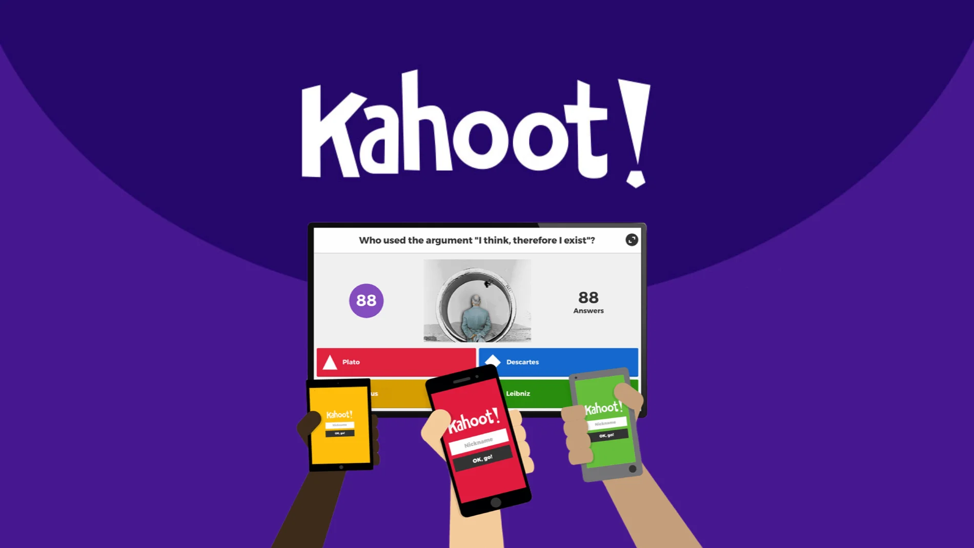Un ejemplo de pregunta en Kahoot, con cuatro respuestas posibles y solo una correcta