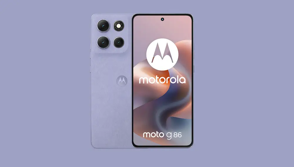 El diseño al completo del motorola moto g86 5G en su acabado PANTONE Cosmic Sky