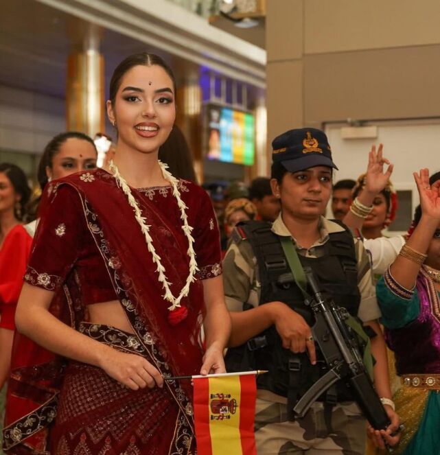 Corina en su llegada a la India a principios de mayo