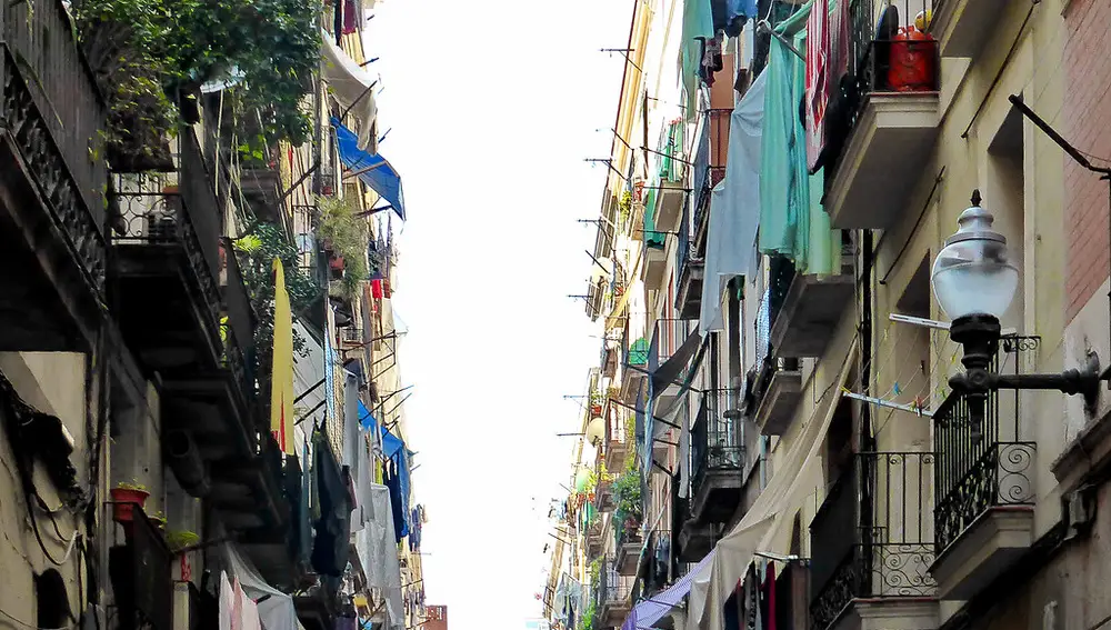 Ropa tendida en Barcelona