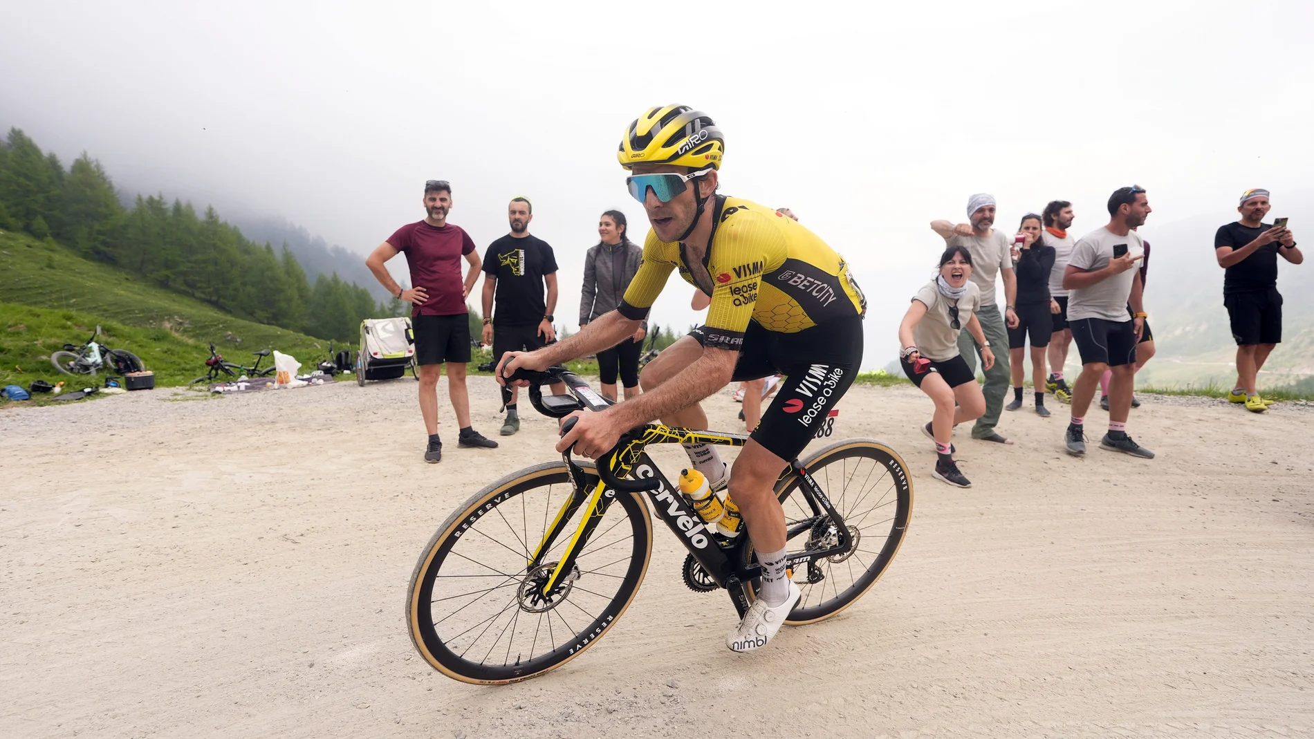 Britain's Simon Yates pedals during the stage 20 of the Giro d'Italia from Verres to Sestriere (Via Lattea), Italy, Saturday, May 31, 2025. (Fabio Ferrari/LaPresse via AP)