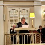 Pablo Emilio Pérez-Mallaína Bueno en el momento de la lectura del discurso de ingreso en la RAH, 'Desastres marítimos en la Carrera de Indias