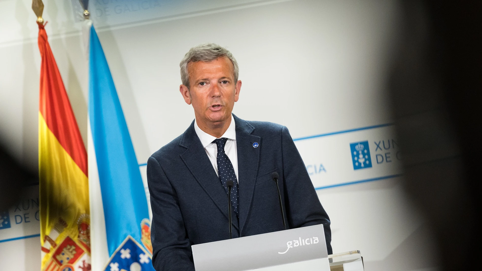 El titular del Ejecutivo gallego, Alfonso Rueda, durante la comparecencia posterior al Consello de la Xunta REMITIDA / HANDOUT por DAVID CABEZÓN Fotografía remitida a medios de comunicación exclusivamente para ilustrar la noticia a la que hace referencia la imagen, y citando la procedencia de la imagen en la firma 02/06/2025