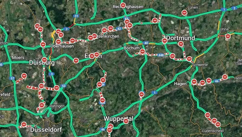 Así lucían las autopistas en Maps