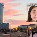 Una imagen de la ciudad de Barcelona junto con una influencer argentina