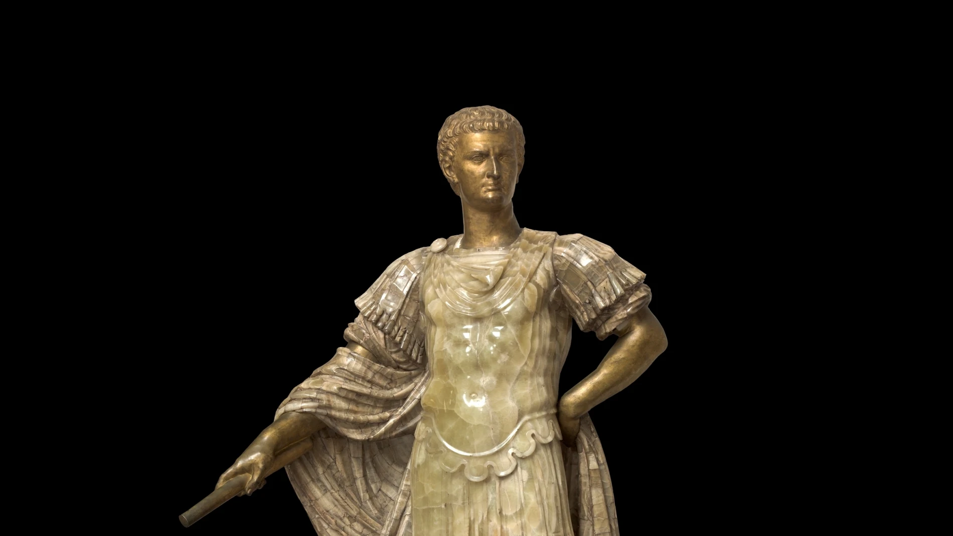 Escultura de Tiberio creada con bronce dorado