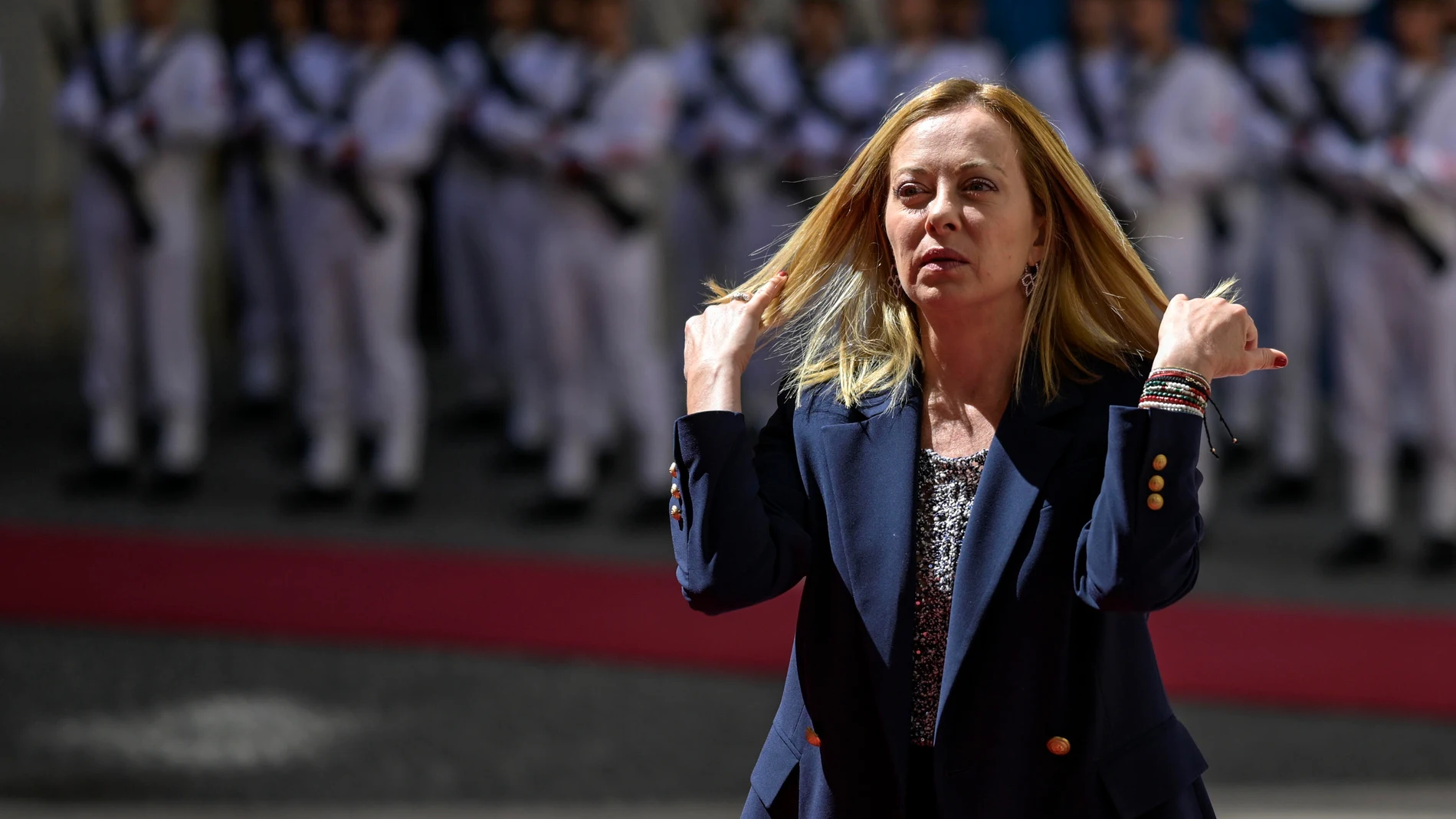 Rome (Italy), 03/06/2025.- Italian Prime Minister Giorgia Meloni meets with the Slovak prime minister at Chigi Palace in Rome, Italy, 03 June 2025. (Italia, Eslovaquia, Roma) EFE/EPA/RICCARDO ANTIMIANI