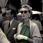 Recreación de Grace Kelly, durante una supuesta visita de la actriz al mercadillo
