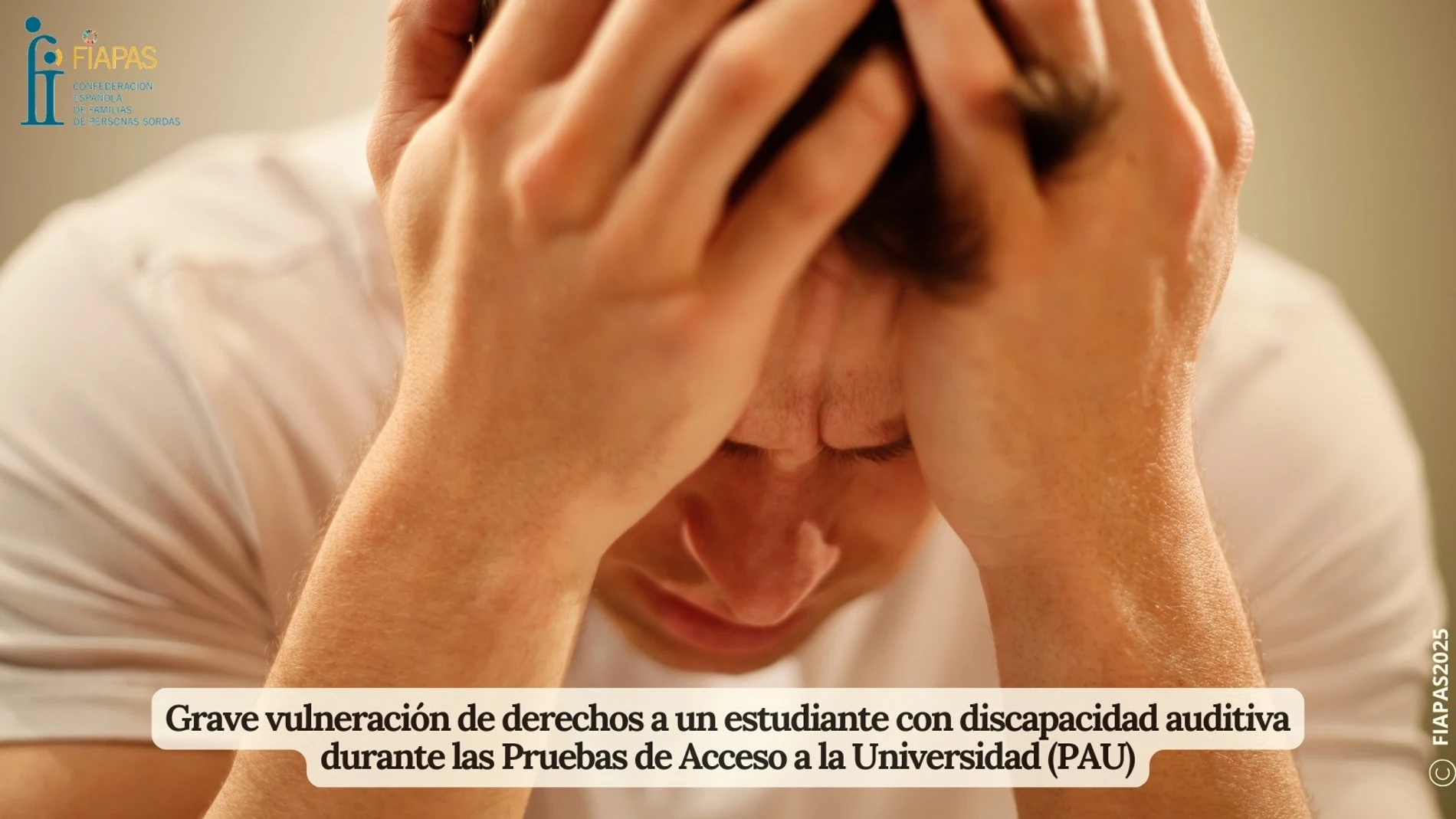 FIAPAS denuncia que han obligado a un alumno con discapacidad auditiva a quitarse sus audífonos durante la Selectividad REMITIDA / HANDOUT por FIAPAS Fotografía remitida a medios de comunicación exclusivamente para ilustrar la noticia a la que hace referencia la imagen, y citando la procedencia de la imagen en la firma 03/06/2025