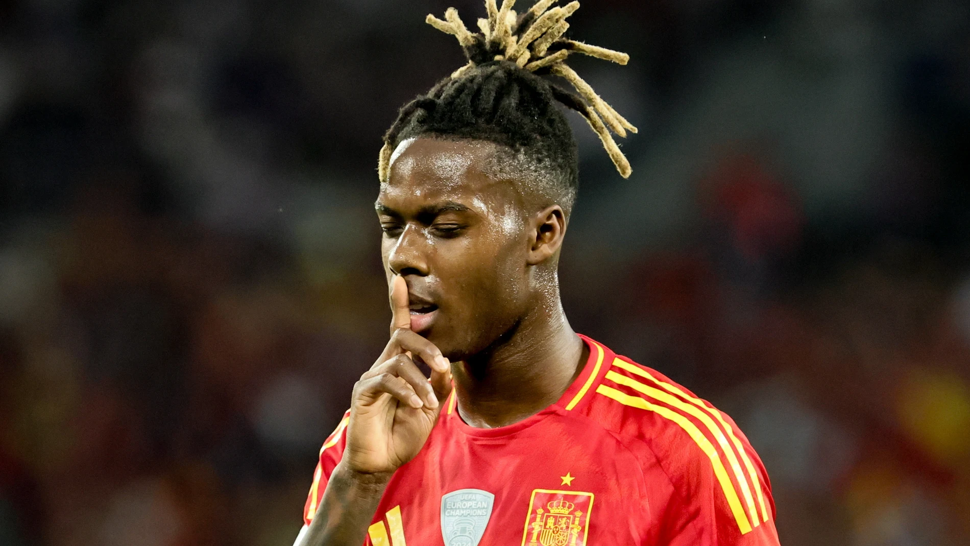 Stuttgart (Germany), 05/06/2025.- Spain’s Nico Williams celebrates scoring the 1-0 goal during the UEFA Nations League semi-final soccer match between Spain and France, in Stuttgart, Germany, 05 June 2025. (Francia, Alemania, España) EFE/EPA/RONALD WITTEK