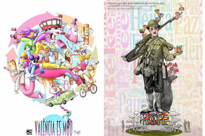 COMUNIDAD VALENCIANA.-Valencia.- Un alegato pacifista y la movilidad urbana protagonizan los proyectos para las Fallas municipales 2026