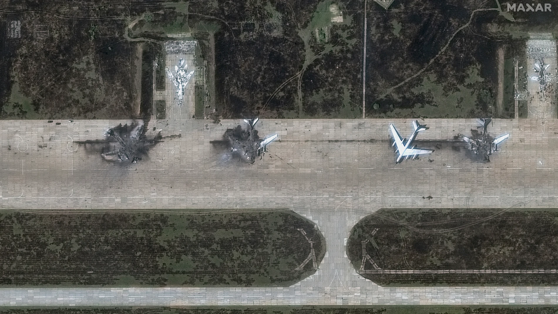 FILE - This satellite image provided by Maxar Technologies shows damage from a Ukrainian drone attack at the Belaya Air Base in the Irkutsk region of eastern Siberia, Russia, on Wednesday, June 4, 2025. (Maxar Technologies via AP, File)