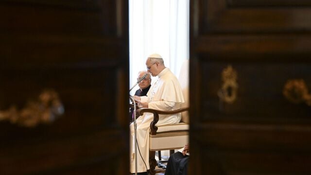 León XIV, este viernes, en el encuentro que mantuvo con diferentes congregaciones religiosas en el Vaticano