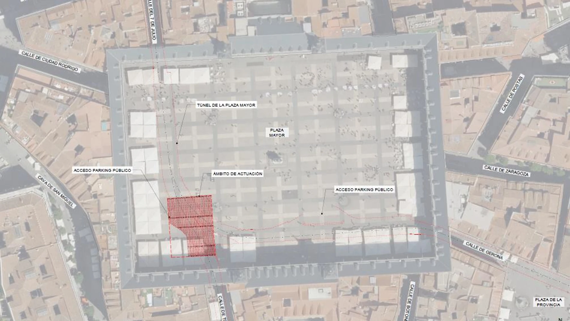 Obras en la Plaza Mayor de Madrid