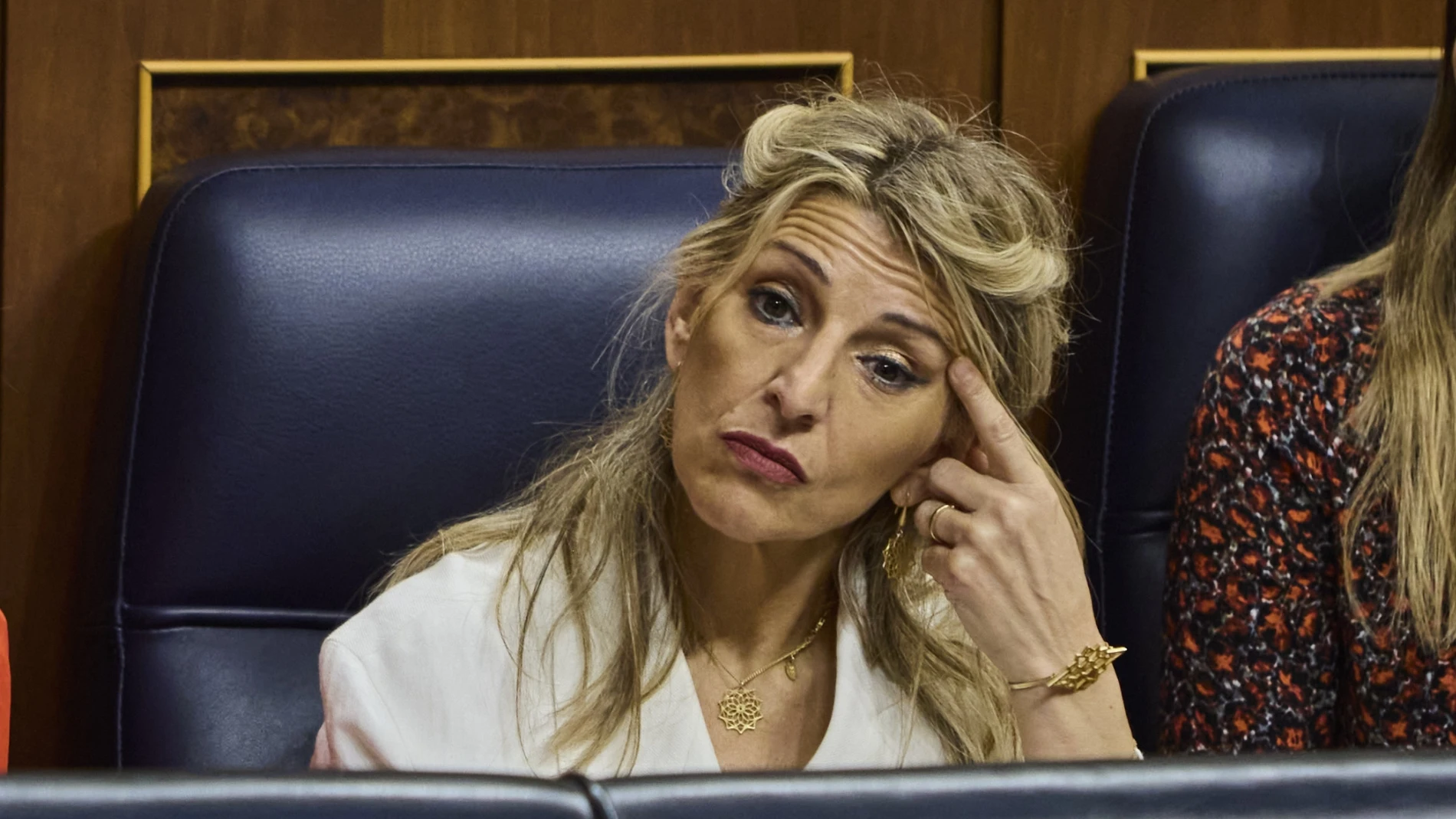 Yolanda Diaz (Sumar) en una comparecencia del presidente del Gobierno, Pedro Sánchez