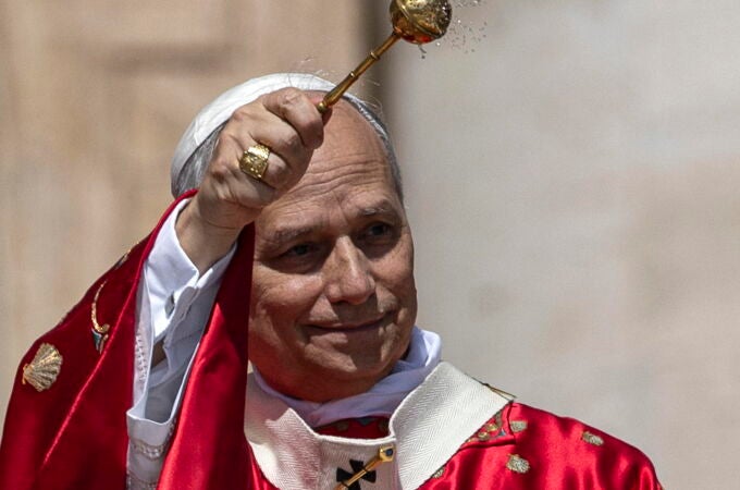 León XIV ayer, en el marco de la eucaristía de Pentecostés 