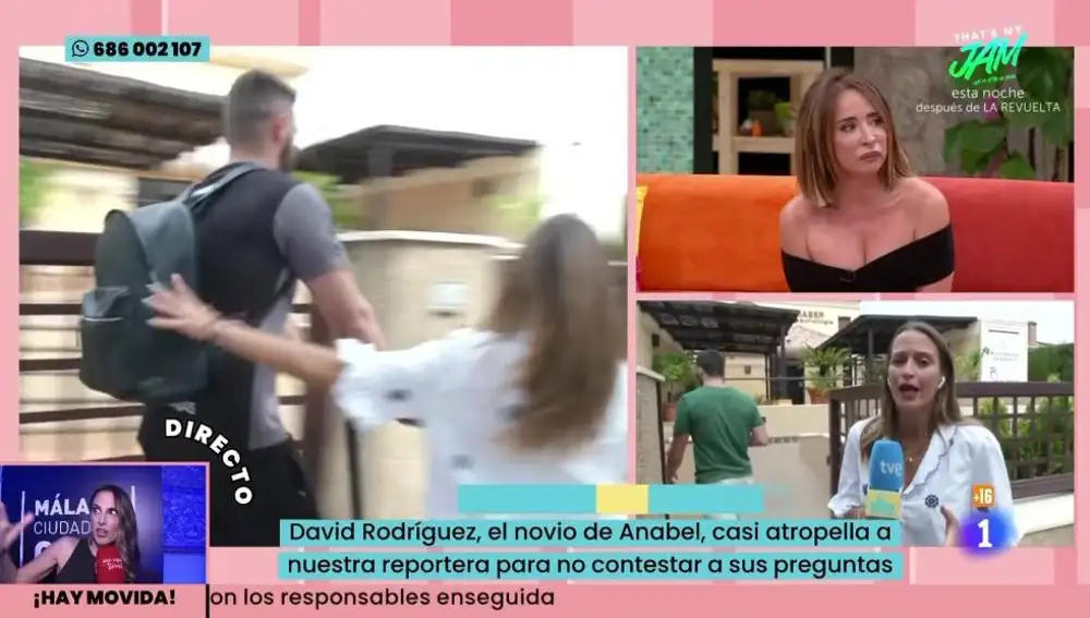 Momento en el que David Rodríguez casi atropella a la reportera