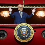 Trump en el palco durante el musical "Los Miserables" en Broadway