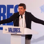 El presidente de la Generalitat, Carlos Mazón, hoy en un acto del PP en Alicante