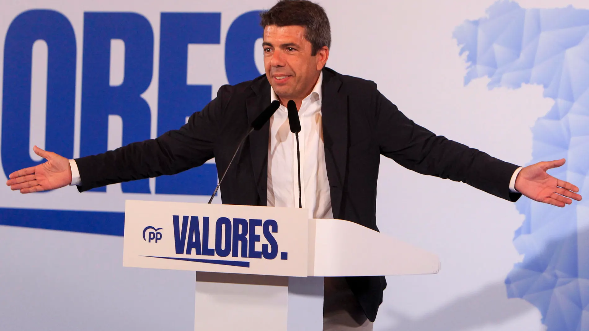 El presidente de la Generalitat, Carlos Mazón, hoy en un acto del PP en Alicante