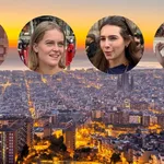 Cuatro turistas extranjeros en la ciudad de Barcelona