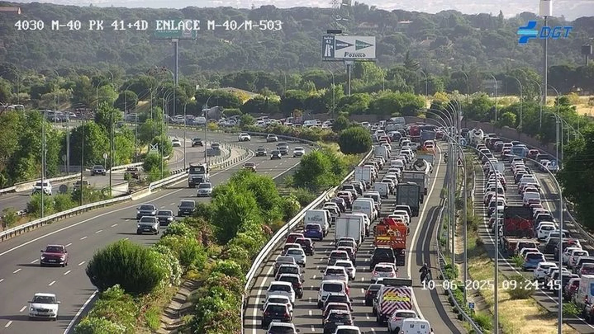 Un accidente en los túneles de El Pardo provoca diez kilómetros de retenciones en Madrid