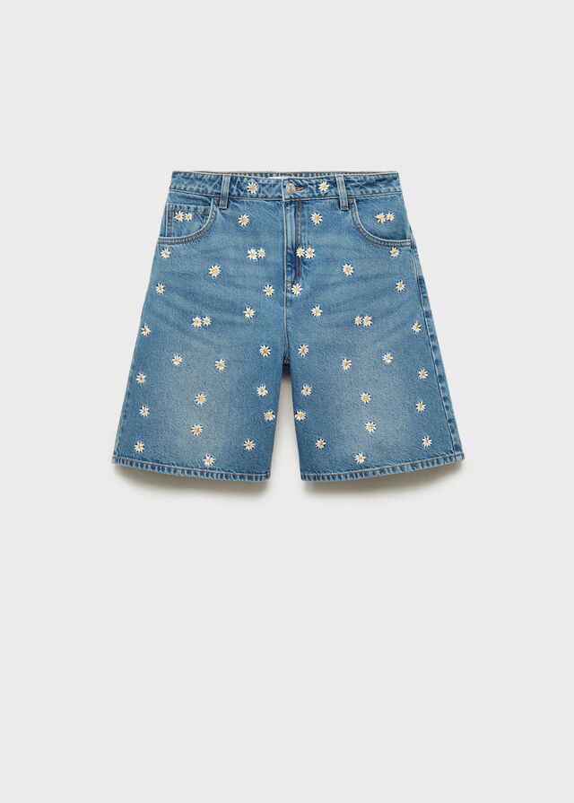 Bermudas vaqueras bordado floral.