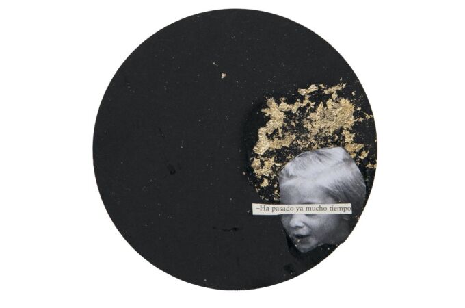 Collage sobre cartón pluma titulado "Ha pasado ya mucho tiempo" creado por Isabel Coixet en 2023