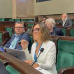Milagros Marcos durante su intervención en Varsovia