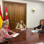  La presidenta de la Diputación de Palencia, Ángeles Armisén (I), acompañada de la vicepresidenta Primera, María José de la Fuente (D), mantuvieron hoy una reunión institucional con la consejera de Educación, Rocío Lucas (centro)