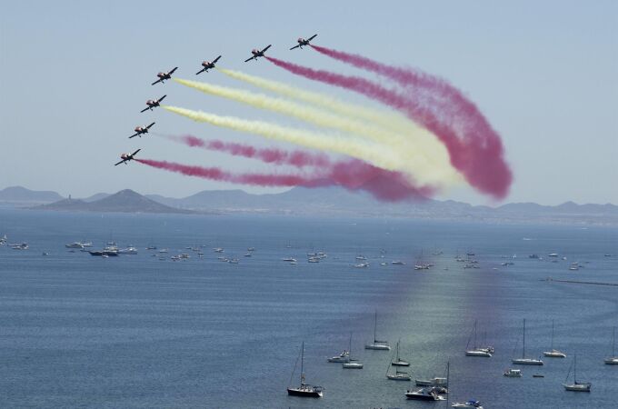 MURCIA.-La Patrulla Águila vuela este miércoles por última vez sus C-101 sobre Cartagena en su 40 aniversario