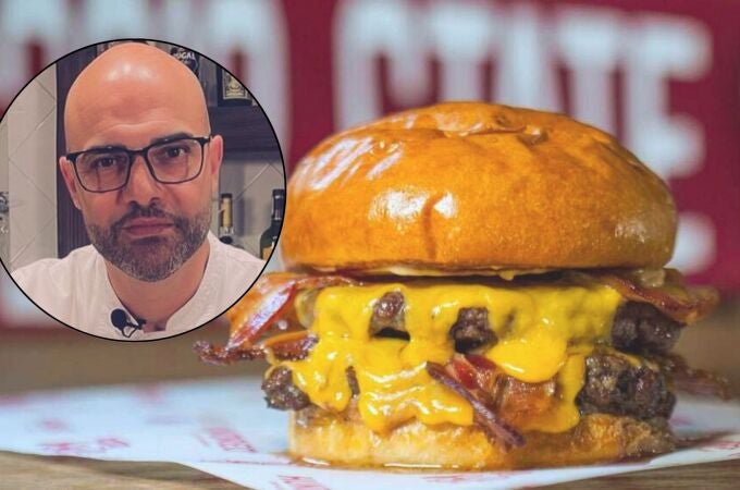 Odón Martínez, chef español con un Sol Repsol, y la hamburguesa de Hundred, nombrada como la mejor del mundo