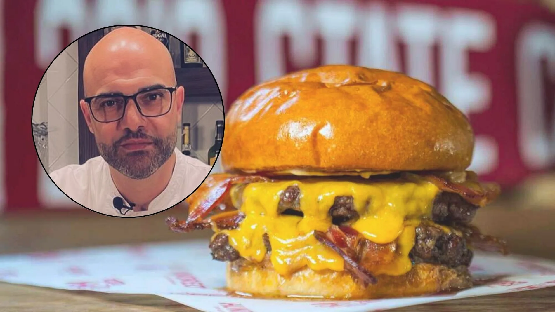 Odón Martínez, chef español con un Sol Repsol, y la hamburguesa de Hundred, nombrada como la mejor del mundo