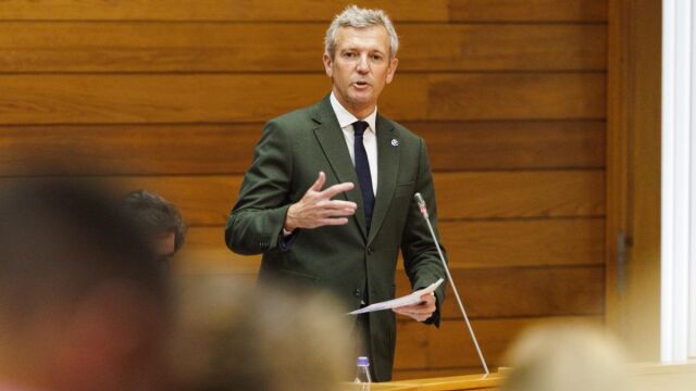 Alfonso Rueda, hoy, en el pleno. 