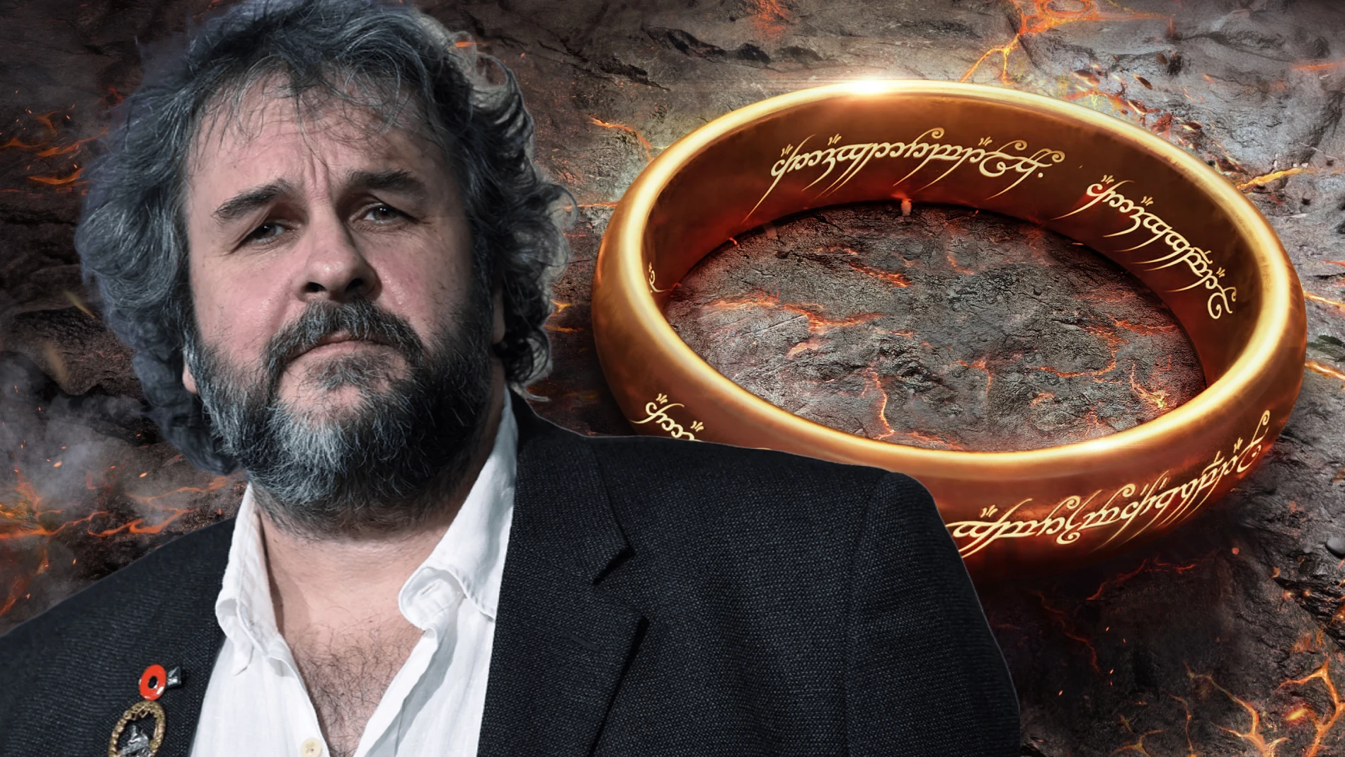 El director Peter Jackson junto al icónico Anillo Único